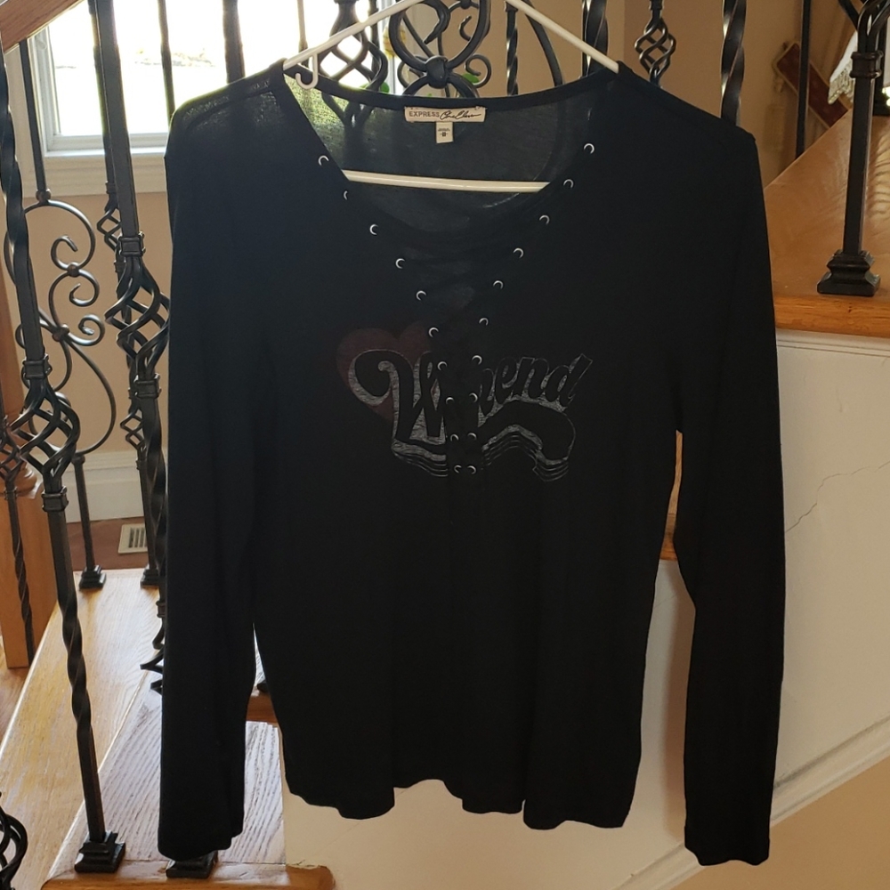 Black laced criss cross long sleeve Express